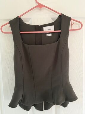Wilfred Dark Olive Peplum Square-Neck Tank Top